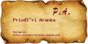 Privári Aranka névjegykártya
